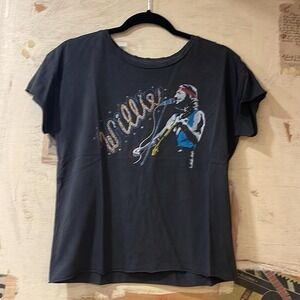 NEW Midnight Rider Willie Nelson T-Shirt Washed black   U.S.A. Cotton Size Small